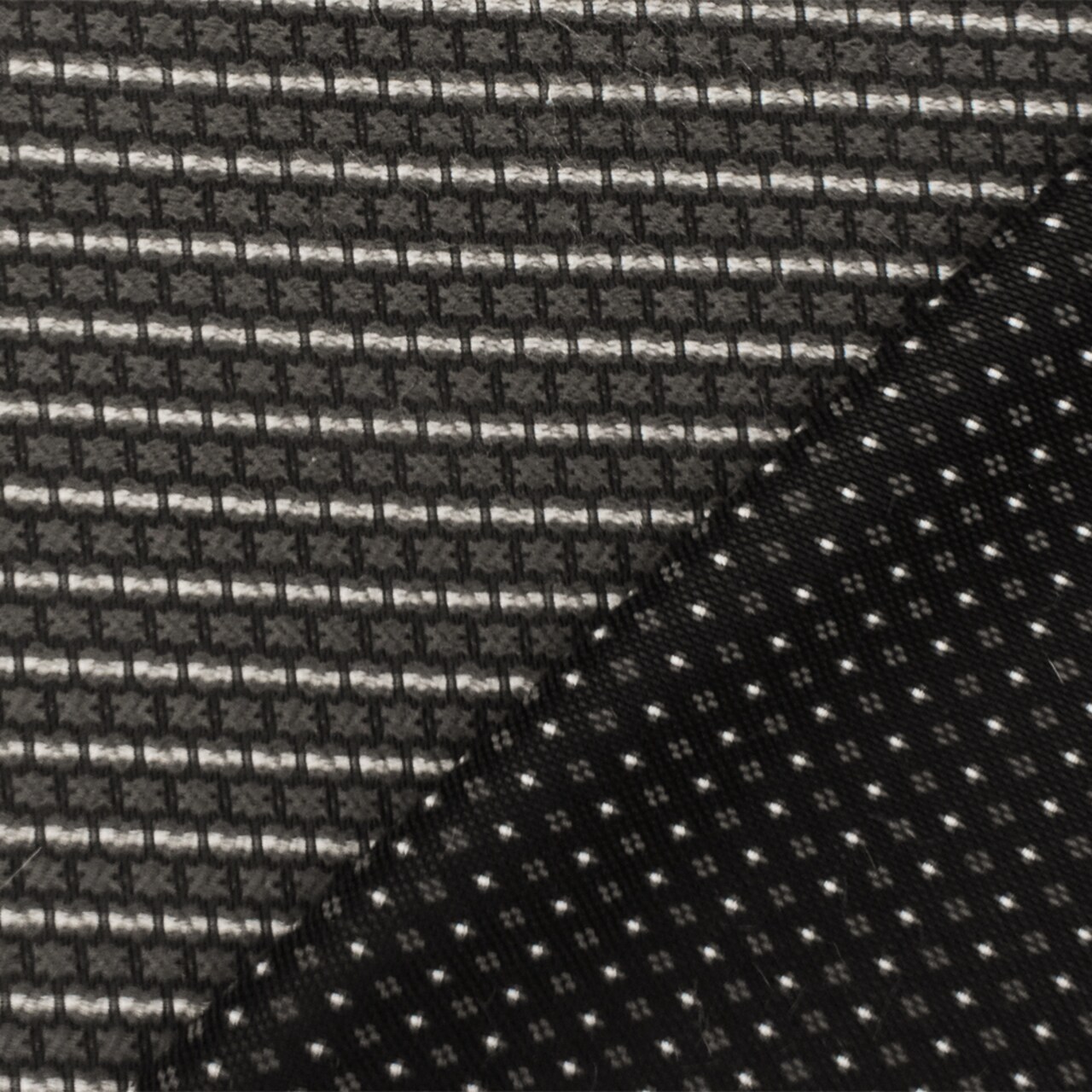 Charcoal Gray-Black Stripe Poly Acrylic Reversible Dobby Woven Fabric By the Yard